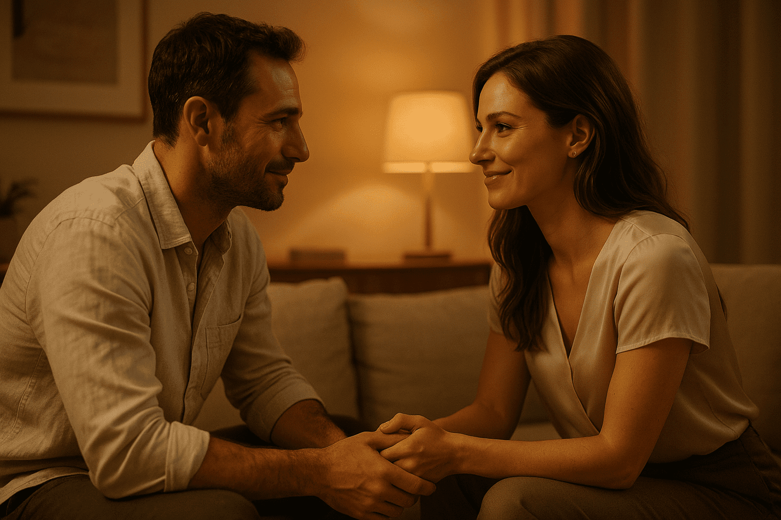 Paar in vertrauter Atmosphäre – Visual für Paarberatung